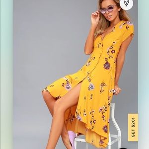 NWT Free People Lost In You Golden Yellow Floral Dress Small